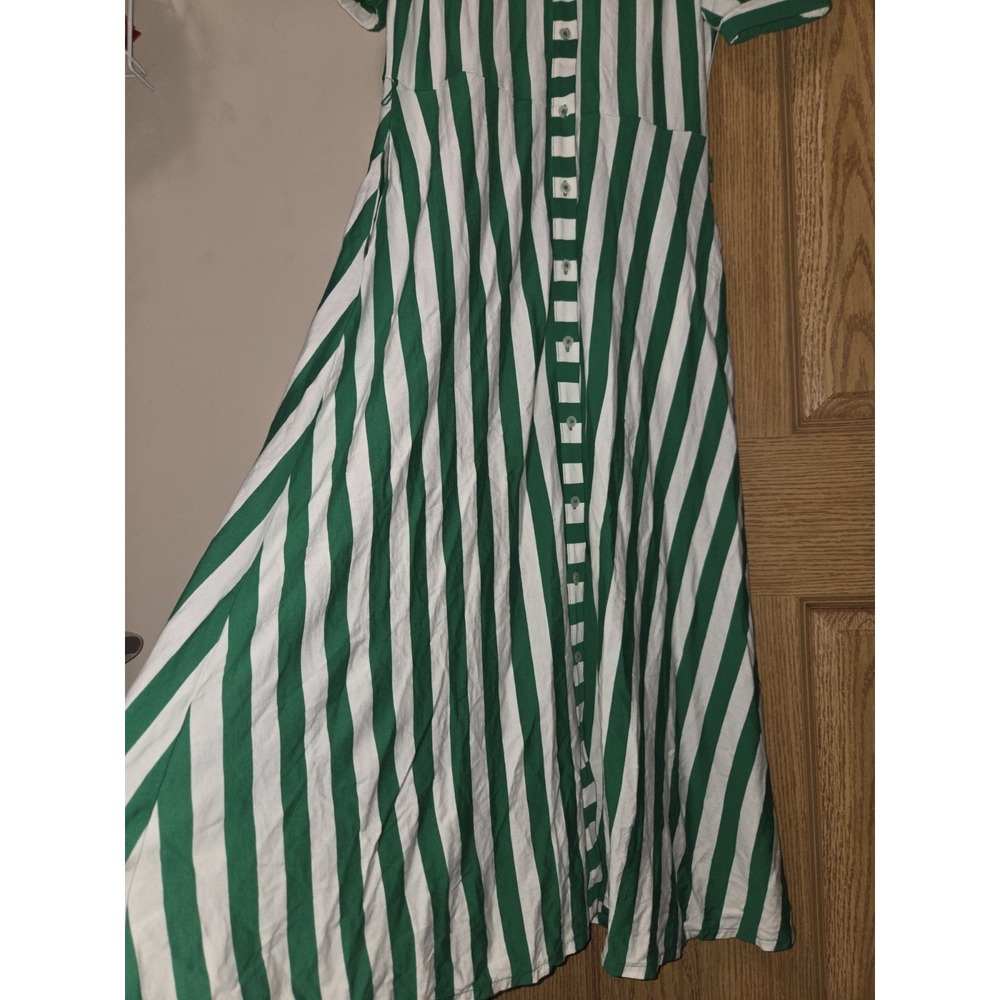 Boden Dress Womens Size US 6R Green White Striped Button Up Midi Shirt - Picture 2 of 16
